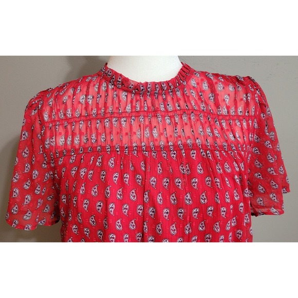 NWT Loft Red Paisley Chiffon Dress - Picture 5 of 7
